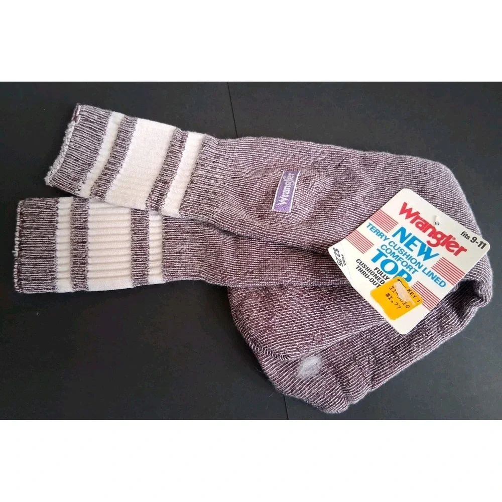 Vintage Wrangler Terry Tube Socks Women's‎ Dark Plum White 1980's NOS USA